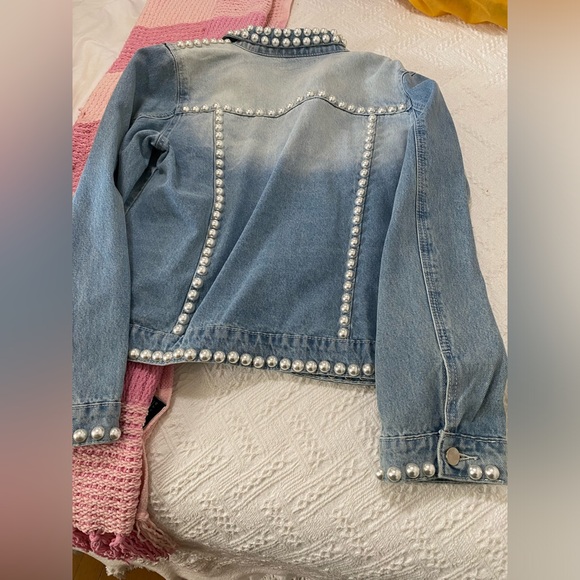 Denim Jacket with Pearls - Picture 2 of 3